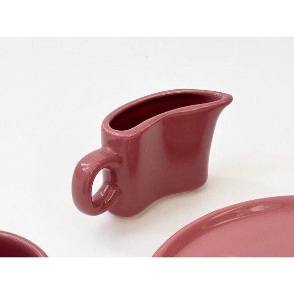 Midcentury Mauve | Pink Full Tea or Coffee w Sugar & Creamer Pottery Vintage Set - Picture 5 of 9